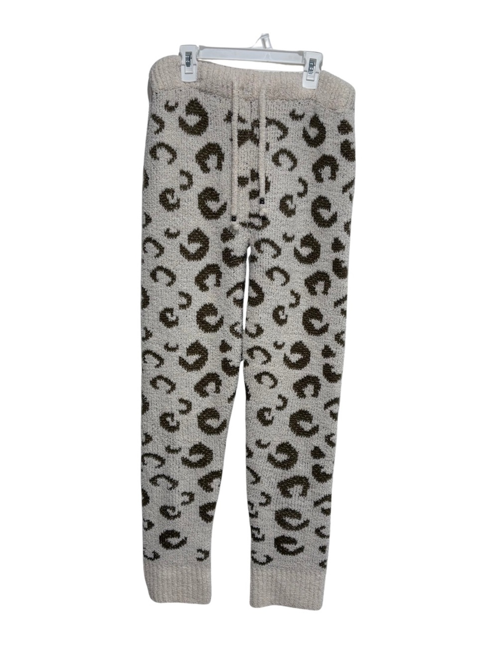 POL Cozy it up Leopard Pants White Brown Size Large